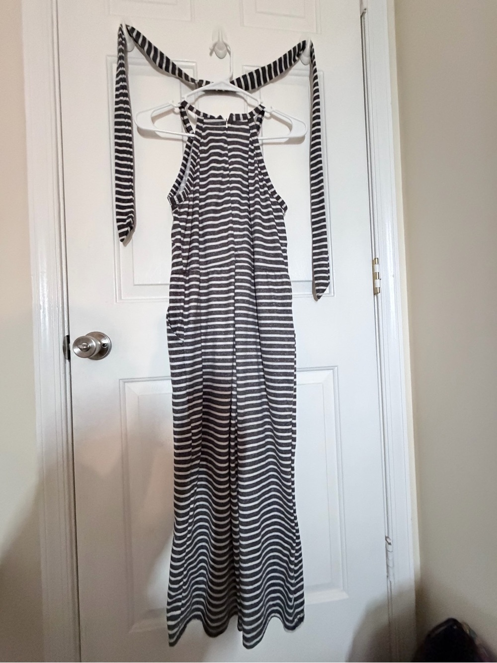 Striped Halter Maxi in Blue & White Wide-leg jumpsuit - Picture 4 of 5